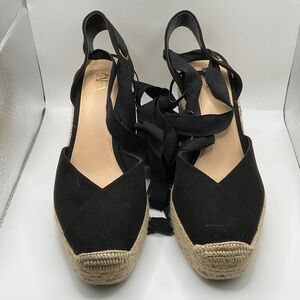 Zara NEW (No Box) Black Espadrille Sandals, Size 6.5